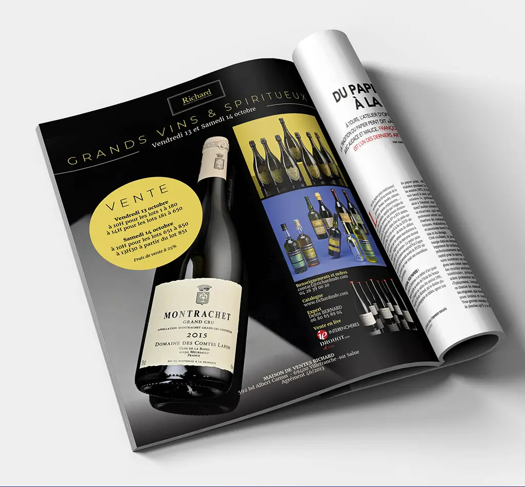 page de publicité La Gazette Drouot Drouot pour Maison de Ventes Richard par zeste de créa studio graphique Lyon